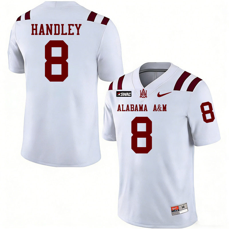 Alabama A&M Bulldogs #8 Eric Handley College Football Jerseys,Uniforms-White